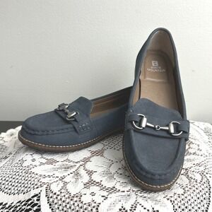 White Mountain Augusta Navy Blue Horsebit Loafers Womens Sz 8M Lug Sole Shoe